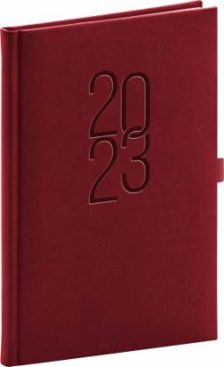 Týždenný diár Vivella Classic 2023, vínový, 15 × 21 cm