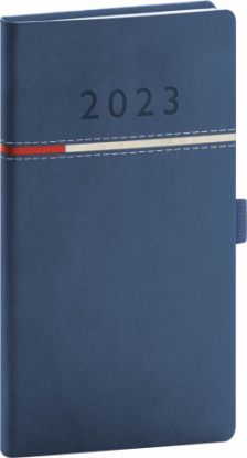 Vreckový diár Tomy 2023, modročervený, 9 × 15,5 cm