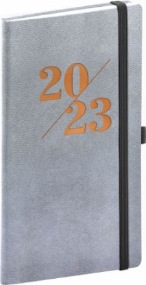 Vreckový diár Vivella Fun 2023, strieborný, 9 × 15,5 cm