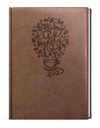 Denný diár Adam 2023 Vivella s ražbou B6 moka Káva, 120 x 165 mm
