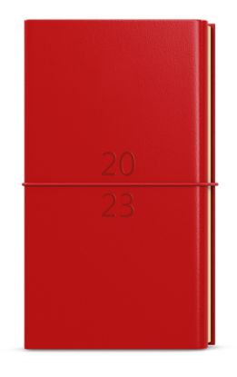 Týždenný diár Jakub 2023 Dueto vreckový, diár + blok červená, 75 x 150 mm