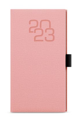 Týždenný diár Jakub 2023 Fabric vreckový, ružová, 75 x 150 mm