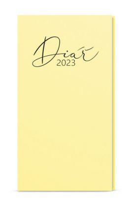 Týždenný diár Jakub 2023 Pastelo vreckový, žltý, 75 x 150 mm
