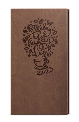 Týždenný diár Jakub 2023 Vivella s ražbou vreckový, moka Káva, 75 x 150 mm