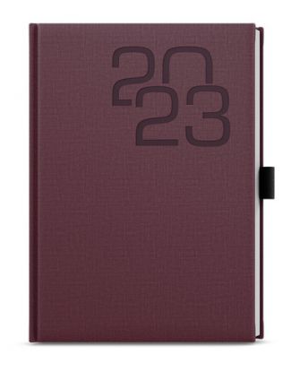 Týždenný diár Oskar 2023 Fabric A5 bordó, 143 x 205 mm