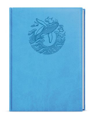 Týždenný diár Oskar 2023 Vivella s ražbou A5 svetlomodrá Veľryba, 143 x 205 mm