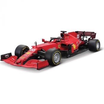 Bburago 1:43 Ferrari Racing F1 SF21 55 (Carlos Sainz) with helmet - hard case