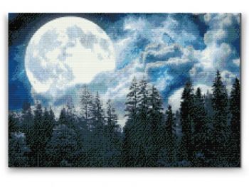 Diamantovanie podľa čísiel Spln nad lesom (40x60cm)