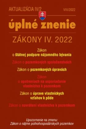 Zákony 2022 VI aktualizácia VI 4 - životné prostredie, odpadové a vodné hospodárstvo