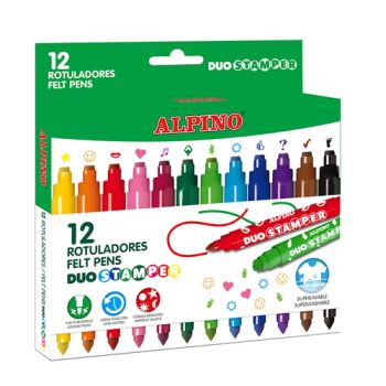 Alpino Balenie 12 farebných fixiek Stamper DUO