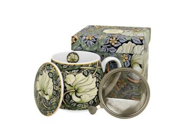 Porcelánový sudový hrnček so sitkom a krytom William Morris - Pimpernel 430 ml