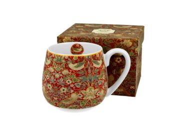 Porcelánový sudový hrnček William Morris - Strawberry Thief Red 430 ml