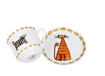 Jumbo porcelánová šálka s podšálkou Classic Cats - Mačky 470 ml