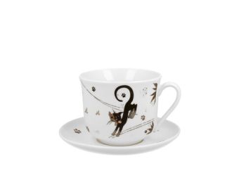 Jumbo porcelánová šálka s podšálkou Charming Cats - Roztomilé mačky 470 ml