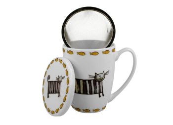 Porcelánový hrnček so sitkom a krytom Classic Cats - Mačky 380 ml