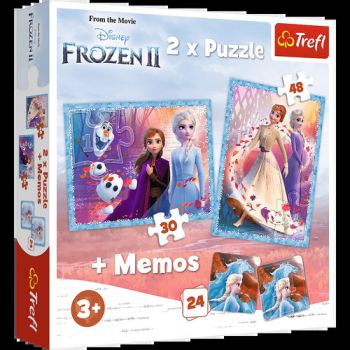 Puzzle 2v1  + Pexeso Disney Frozen Trefl
