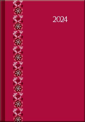 Denný diár PRINT Folk červený 2024
