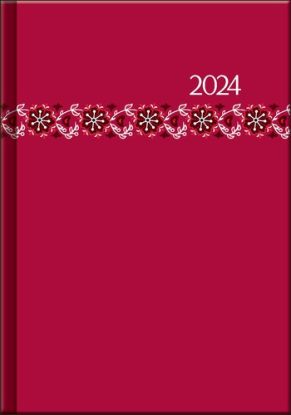 Pracovný diár PRINT Folk červený 2024