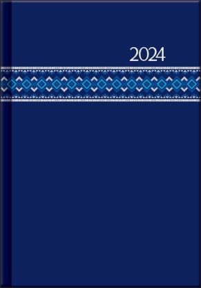 Pracovný diár PRINT Folk modrý 2024