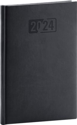 Týždenný diár Aprint 2024, čierny, 15 × 21 cm