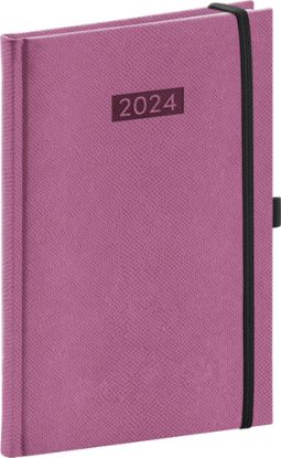 Týždenný diár Diario 2024, ružový, 15 × 21 cm