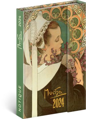 Týždenný magnetický diár Alfons Mucha 2024, 11 × 16 cm