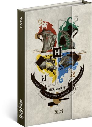 Týždenný magnetický diár Harry Potter 2024, 11 × 16 cm