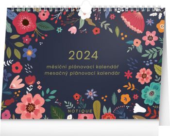 Mesačný plánovací kalendár Kvety 2024, 30 × 21 cm