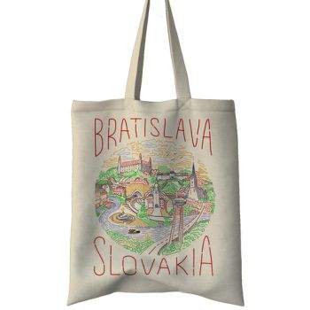 Nákupná taška zo 100% bavlny s autorskou potlačou Bratislava Ring New