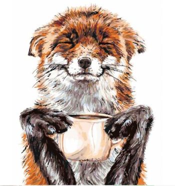 Maľovanie podľa čísel Holly Simental: Líška a káva 40x50cm Zuty