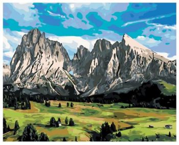 Maľovanie podľa čísel Pole a hory 40x50cm Zuty
