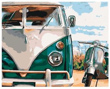 Maľovanie podľa čísel Zelené staré auto 40x50cm Zuty