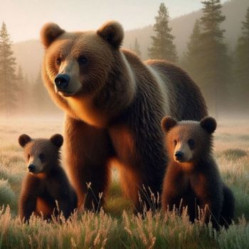 3D štvorec Bear Family AI (Rodinka medveďov)