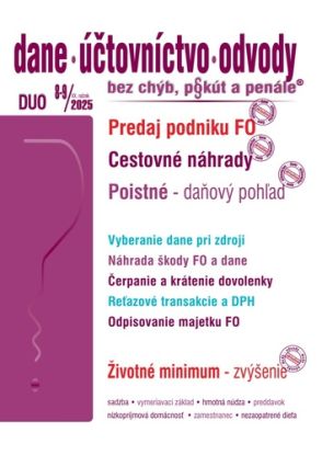Dane, účtovníctvo, odvody bez chýb, pokút a penále č. 8-9 / 2025 - Cestovné náhrady – zvýšenie