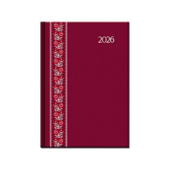 Denný diár A5 2026 FOLK červený