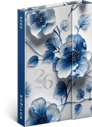 Týždenný magnetický diár Porcelánový kvet 2026, 11 x 16 cm