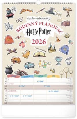 Nástenný kalendár 2026 Rodinný plánovací Harry Potter 2026, 33 x 46 cm