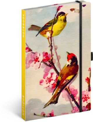 Notes Vtáčiky – sakura Kateřiny Winterové, linajkovaný, 13 x 21 cm
