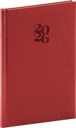 Týždenný diár Essenza 2026, čerešňa, 15 x 21 cm