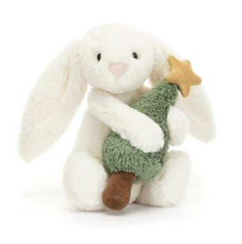 Bashful vianočný zajačik s vianočným stromčekom plyšová hračka JELLYCAT