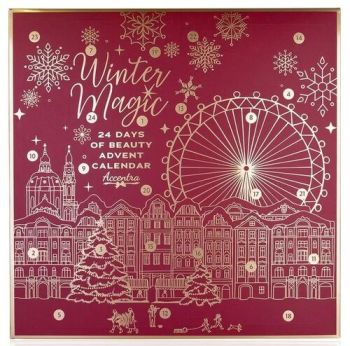 Adventný kalendár WINTER MAGIC BORDEAUX v štvorcovej krabičke, 24 ks prekvapení ACCENTRA