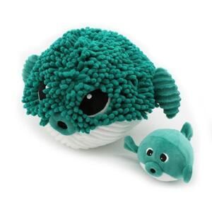 PTIPOTOS Plyšová fugu ryba Gobetou zelená - mama s bábätkom