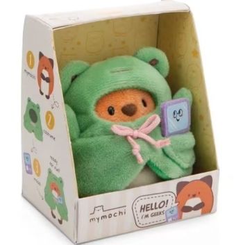 NICI plyš MyMochi Líška Geeks v kostýme žabky a s videohrou, set darčekové balenie 8,5x6,5x10cm