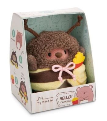 NICI plyš MyMochi Medvedík Nomo v kostýme včielky a s hranolkami, set darčekové balenie 8,5x6,5x10cm