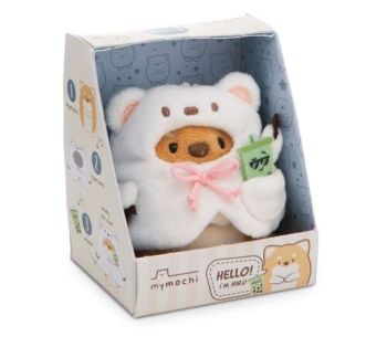 NICI plyš MyMochi Psík Hiro v kostýme ľadového medveďa a bubble tea, set darčekové balenie 8,5x6,5x10cm