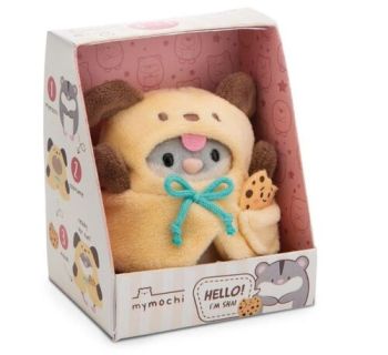 NICI plyš MyMochi Škrečok Shai v kostýme psíka a so sušienkou, set darčekové balenie 8,5x6,5x10cm