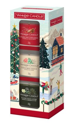 Yankee Candle Vianočný set 3x VOTÍVNA SVIEČKA V SKLE