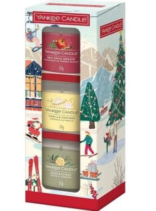 Yankee Candle Vianočný set  3x VOTÍVNA SVIEČKA V SKLE