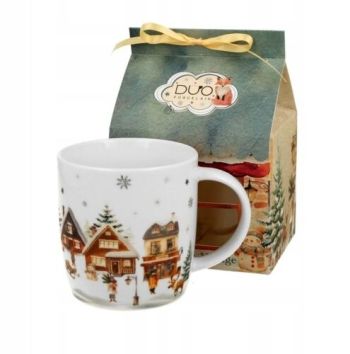 Hrnček 400 ml v krabičke v tvare domčeka CHRISTMAS VILLAGE