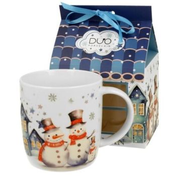 Hrnček 400 ml v krabičke v tvare domčeka SNOWMAN